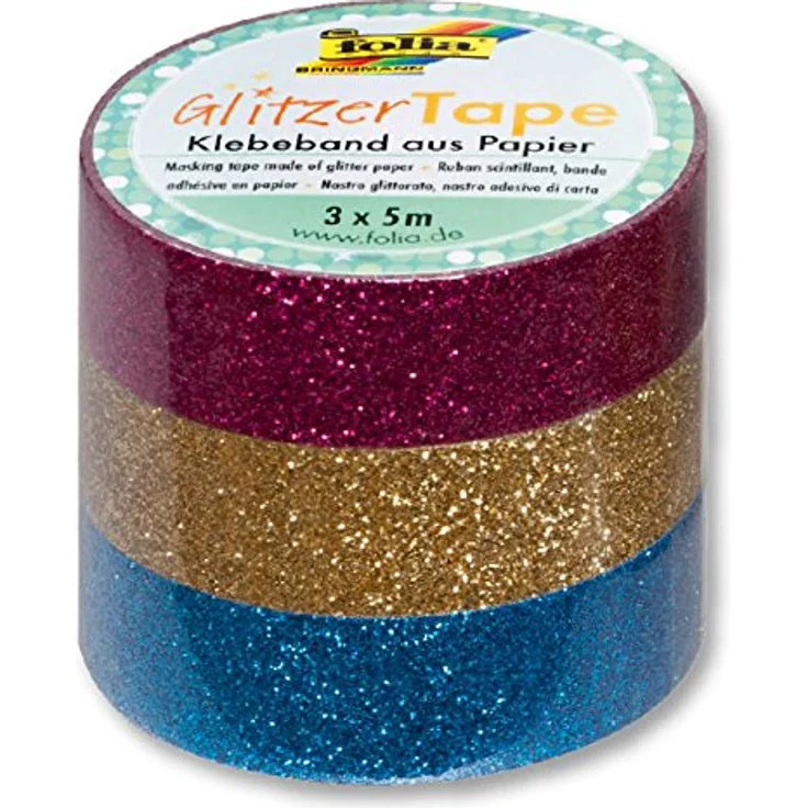 folia Deko-Klebeband Glitzer Tape, pink,gold,hellblau
