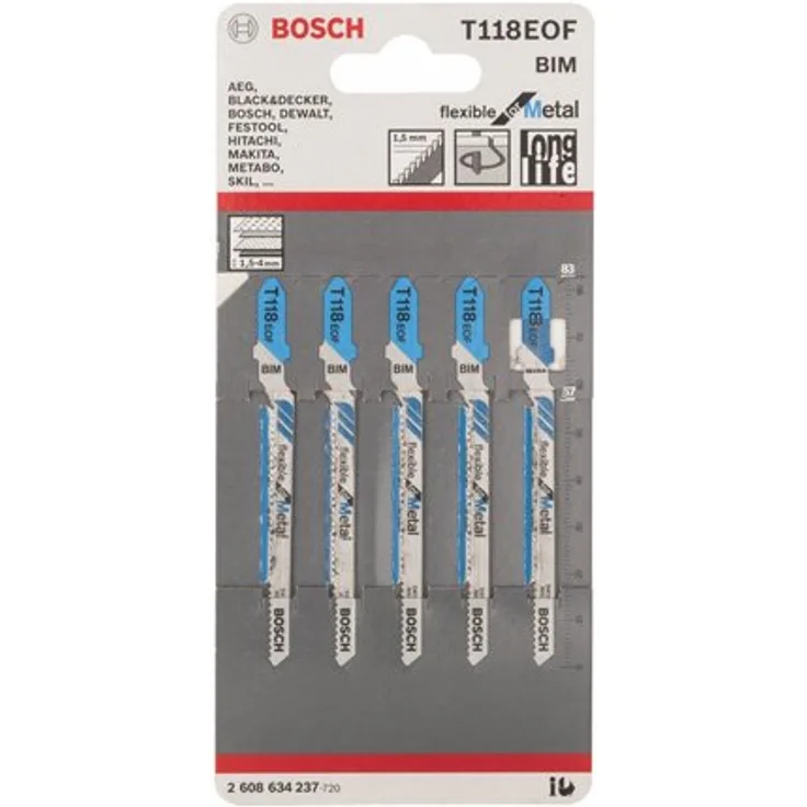 Bosch Stichsägeblätter Metall T118EOF 5 Stück