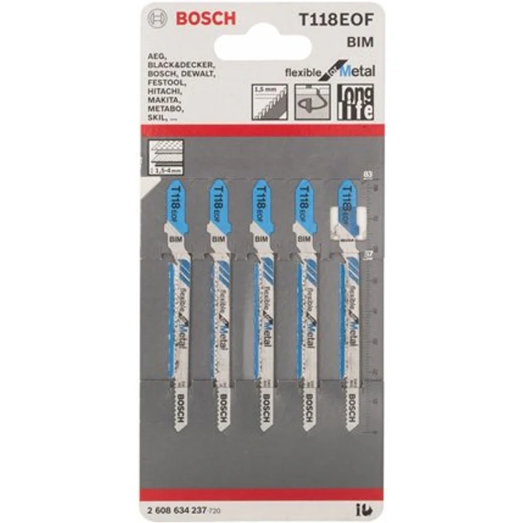 Bosch Stichsägeblätter Metall T118EOF 5 Stück – Bild 1