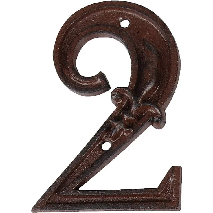 Hausnummer Zahl 2 Zwei Antik-Stil Gusseisen H12cm