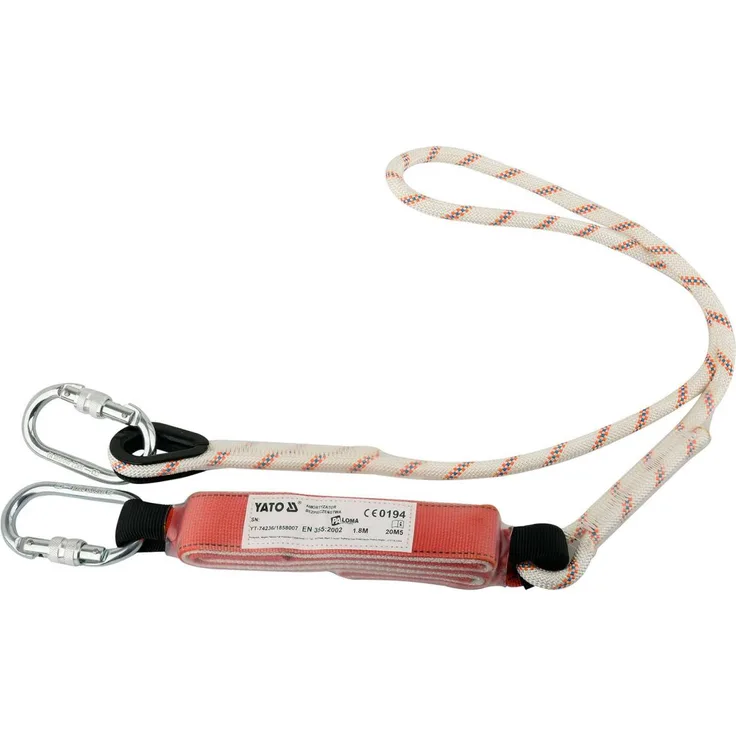 YATO Profi Halteseil mit Bandfalldämpfer 2 Karabiner 1,8 Meter für Hüftgurte usw. YT-74236