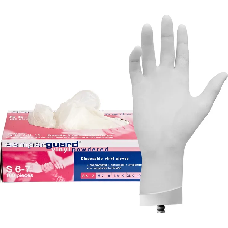 Semperguard Einmal-Handschuhe Vinyl gepudert F-1175, Box mit 100 Stück, Größe S