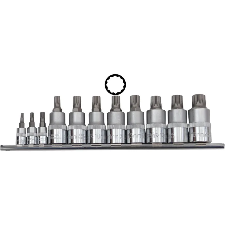 Famex Werkzeug 10720 Bit-Einsätze für Vielzahn XZN-Schrauben, Größen 4-16, 11-teilig