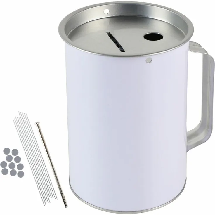 48000-07 Spendendose mit Griff, Spendenbüchse, Sammelbüchse, 14,5 x 10 cm, lichtgrau - HMF