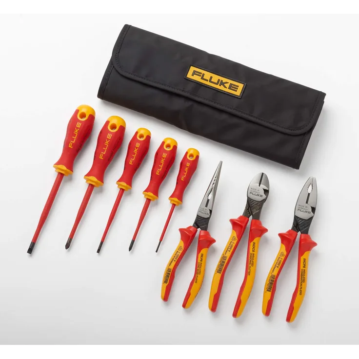 Fluke Starter-Kit mit isolierten Handwerkzeugen ? 5 isolierte Schraubendreher und 3 isolierte Zangen, 1.000 V und Wickeltasche, 5067389