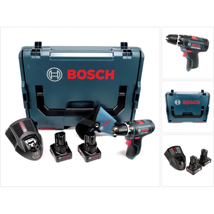Bosch Professional GSR 12V-15 Akku Bohrschrauber 12V 30Nm + 2x Akku 6,0Ah + Ladegerät + L-Boxx
