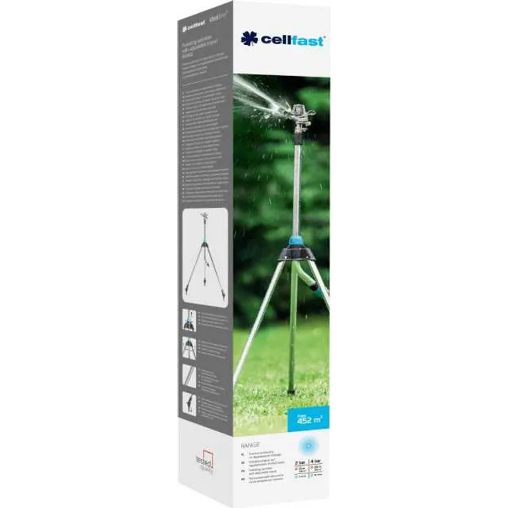 Cellfast Pulsationsregner auf regulierbarem Dreifuß-Stativ RANGE IDEAL