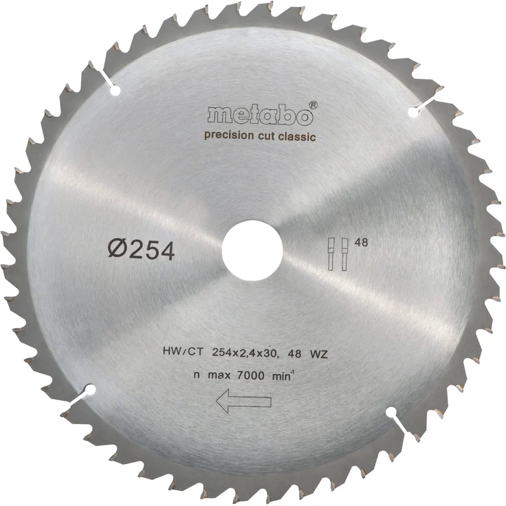Metabo Kreissägeblatt Precision cut classic 254 x 2,4 x 30 mm (6.28061.00) – Bild 1
