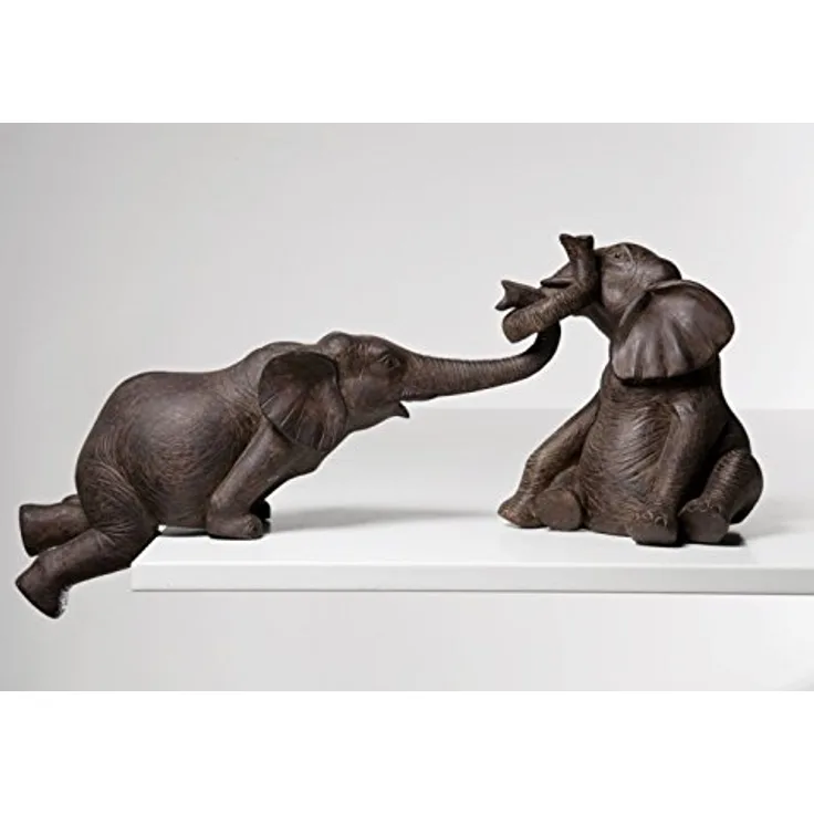 Kare Design Deko Figur Elefant Zirkus 2-er Set, Elefant Dekoobjekt, Kolonial Elefant, Vintage Elefant, (H-B-T) 18 x 54 x 21,5cm