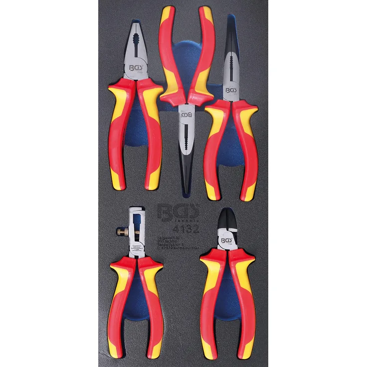 BGS 4132 | Werkstattwageneinlage 1-3: VDE-Zangen-Satz | 5-tlg.