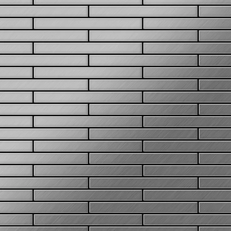 Alloy Mosaik Fliese massiv Metall Edelstahl marine gebürstet in grau 1,6mm stark Deedee-S-S-MB 0,63 m2