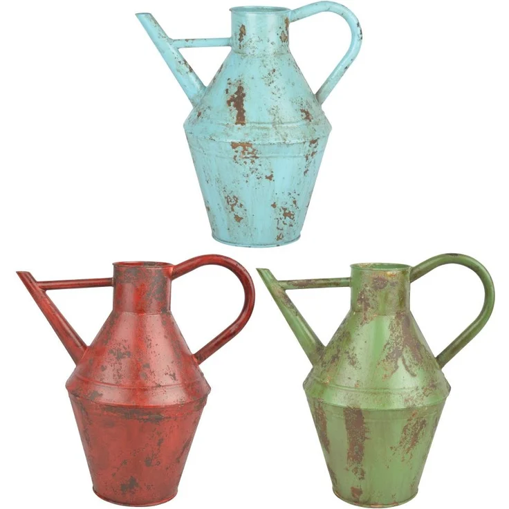 Esschert Design Vintage Gießkanne, ca. 4,7 l, Größe S, Used-Look, farbig Sortiert, verzinkter Stahl, 30,9 x 20,3 x 33,8 cm, Gartenwerkzeug