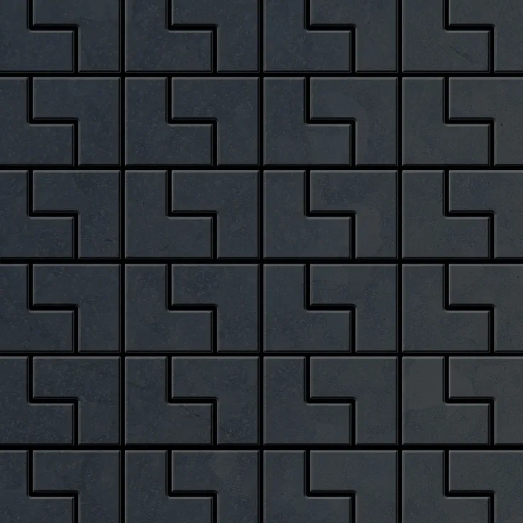 Mosaik Fliese massiv Metall Rohstahl gewalzt in grau 1,6mm stark ALLOY Kink-RS Designed by Karim Rashid 0,93 m2
