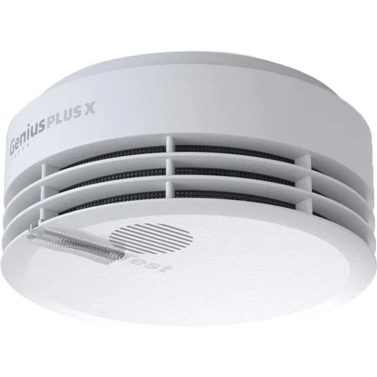 Hekatron Rauchmelder Genius PLUS X Optional funk-vernetzbarer Brandmelder - Rauchwarnmelder mit integrierter Batterie, LED mehrfarbig & App-Unterstützt - Weiß, 1 Stück