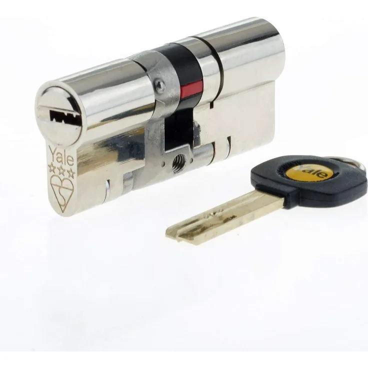 Yale B-YS3-5045N 50-45N Euro-Doppelzylinder mit 3 Sternen, rutschfest, hohe Sicherheit, 50:45 (95 mm), Nickel-Finish, (95mm)