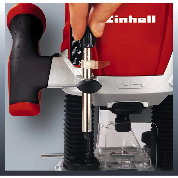 Einhell Oberfräse TE-RO 1255 E (1200 W, Spannzange Ø 6 und 8 mm, 55 mm Hubhöhe, elektronische Drehzahlregulierung, Spindelarretierung, einfacher Werkzeugwechsel) – Bild 5