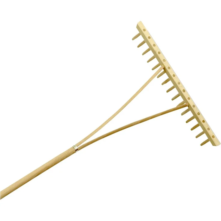 Xclou Holzrechen - Harke aus Holz mit Stiel - Rechen einreihig 15 Zinken - Laubrechen für Garten und Beet - Gartenwerkzeug - Heurechen für Gartenarbeit – Bild 1