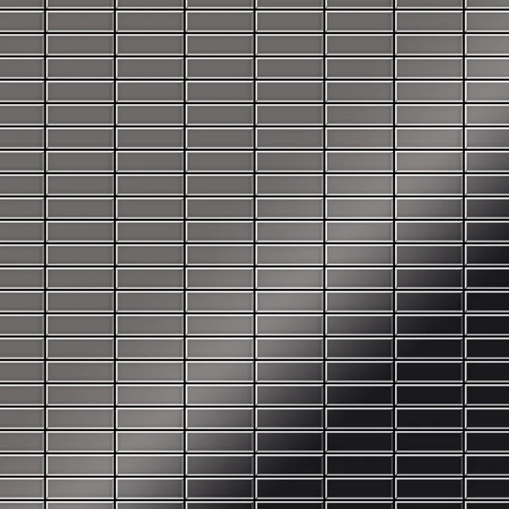 Alloy Mosaik Fliese massiv Metall Titan hochglänzend in dunkelgrau 1,6mm stark Cabin-Ti-SM 1,01 m2