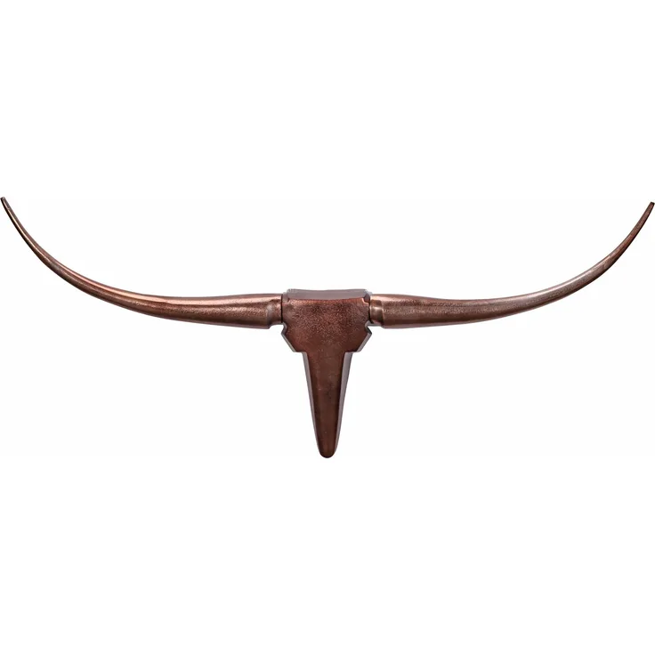 FineBuy - FineBuy Deko Geweih Bull M FB37860 Bronze 100 cm Aluminium Design Hörner Wanddekoration Stierkopf