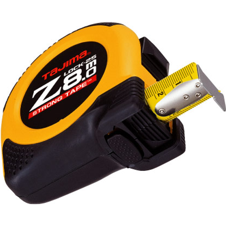 Tajima Maßband, Z (Dual-Lock Stahl-Bandmaß NylonCoat Beschichtung dreifach vernieteter Endhaken hohe Zugfestigkeit Rückholfeder 8 m x 25 mm), Z5L80MYD