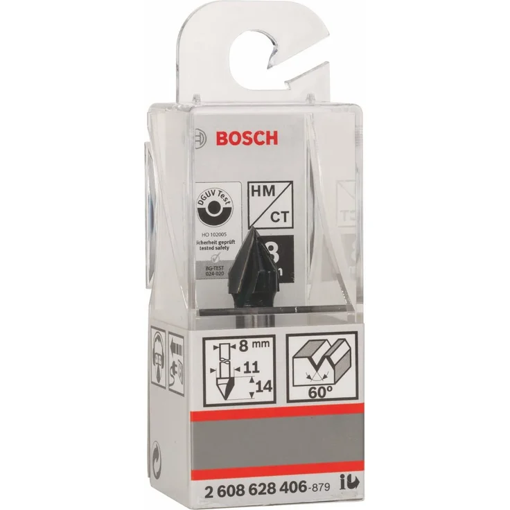 Bosch Professional Zubehör 2608 628 406 V-Nutfräser 8 mm, D1 11 mm, L 14 mm, G 45 mm, 60° – Bild 5