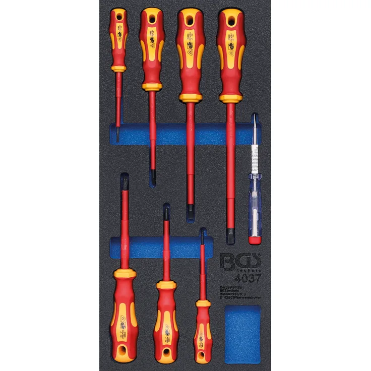 BGS 4037 | Werkstattwageneinlage 1-3: VDE-Schraubendreher-Satz | 8-tlg.