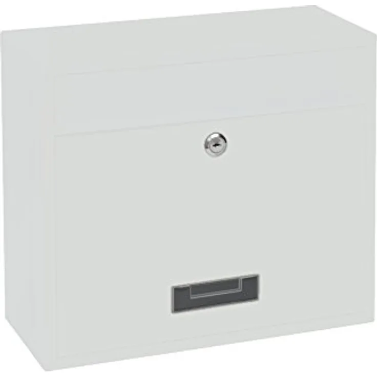 Basi-Saturn 2170-0662 BK 900S Briefkasten, Stahl weiss, 2 Schlüssel, H310xB360xT150 mm, Batteriemontage möglich, mit Namenschild