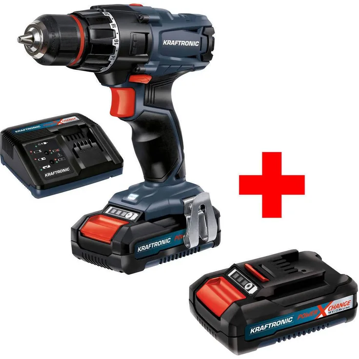 Kraftronic Akku-Bohrschrauber KT-AS 18 Li-2, 2x 18V 2,0 Ah, Schnelllader, Koffer