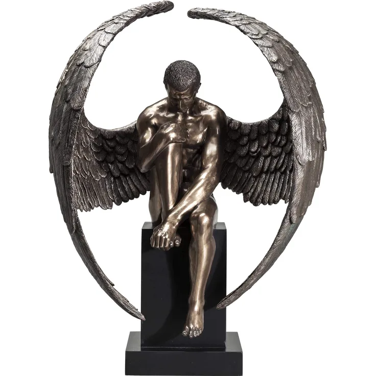 Kare Design Deko Figur Nude Sad Angel, Dekofigur, Dekoobjekt, Dekoration Wohnzimmer, große Skulptur, Engelsfigur sitzend (H-B-T) 63x48x32cm, Braun