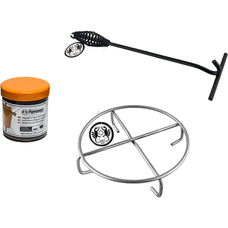 Petromax Feuertopf (Dutch Oven) Zubehör Set Deckelheber  Pflegepaste  Untersetzer