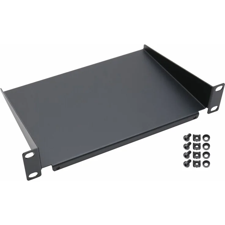 63399-02 Fachboden für Serverschrank, 10 Zoll, 1 HE, 254 x 150 x 45 mm, Schwarz - HMF