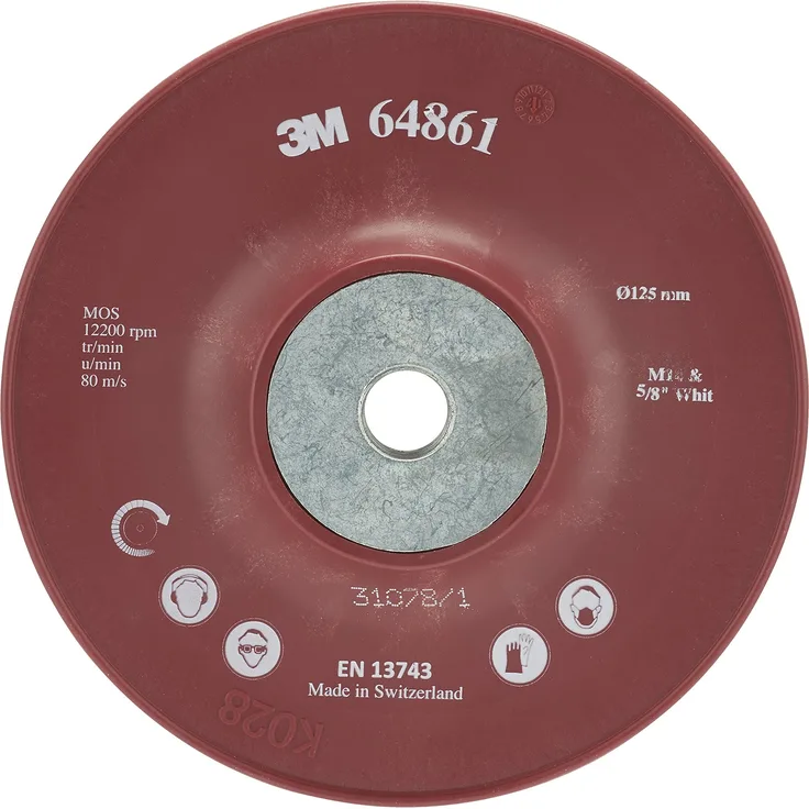 3M Hochleistungs-Stützteller gerippt & sehr hart – Stützteller für Hochleistungsfiberschieben für erhöhte Schleifleistung – Ø 125 mm & M14 Gewinde – 1 Stück