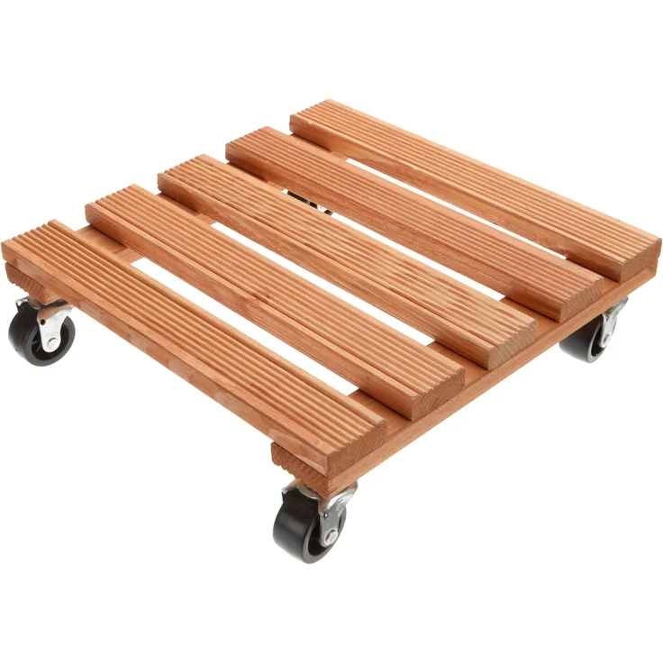 WAGNER Pflanzenroller Toscana 29 x 29 x 8,5 cm I Pflanzenroller & Blumenroller für Außenbereich + Innenbereich, Kiefer Terracotta I Kübelroller aus Holz I Tragkraft 150 kg I Made in EU - 20015301 – Bild 1