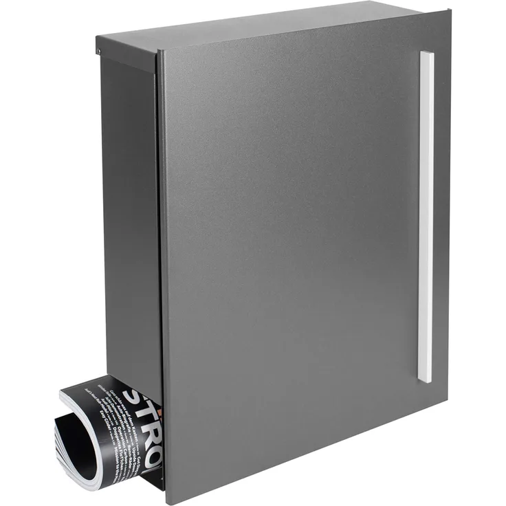Design-Briefkasten mit Zeitungsfach grau-aluminium (RAL 9007) MOCAVI Box 110 Wandbriefkasten 12 Liter