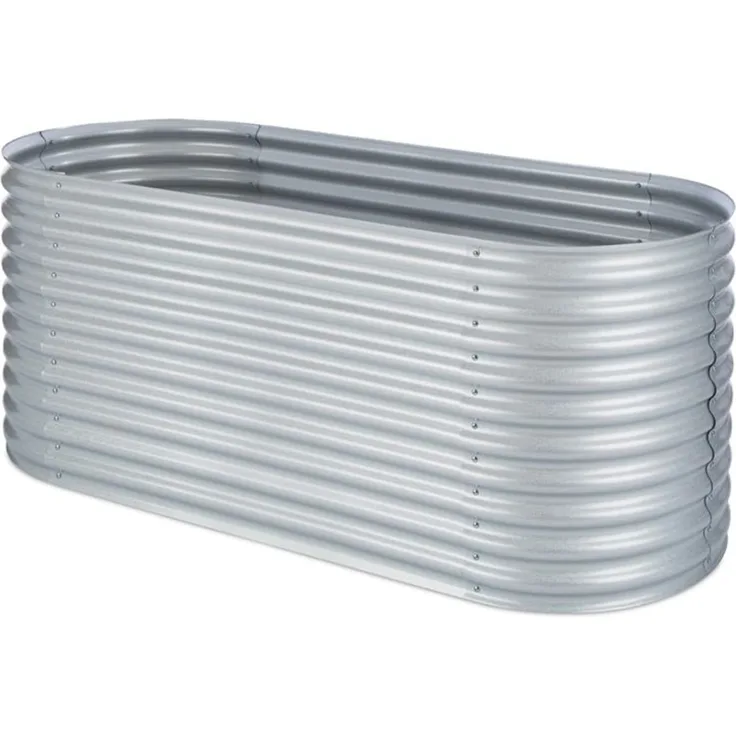 High Grow Hochbeet Gartenbeet 2,0m Zink-Alu-Beschichtung silber Silber