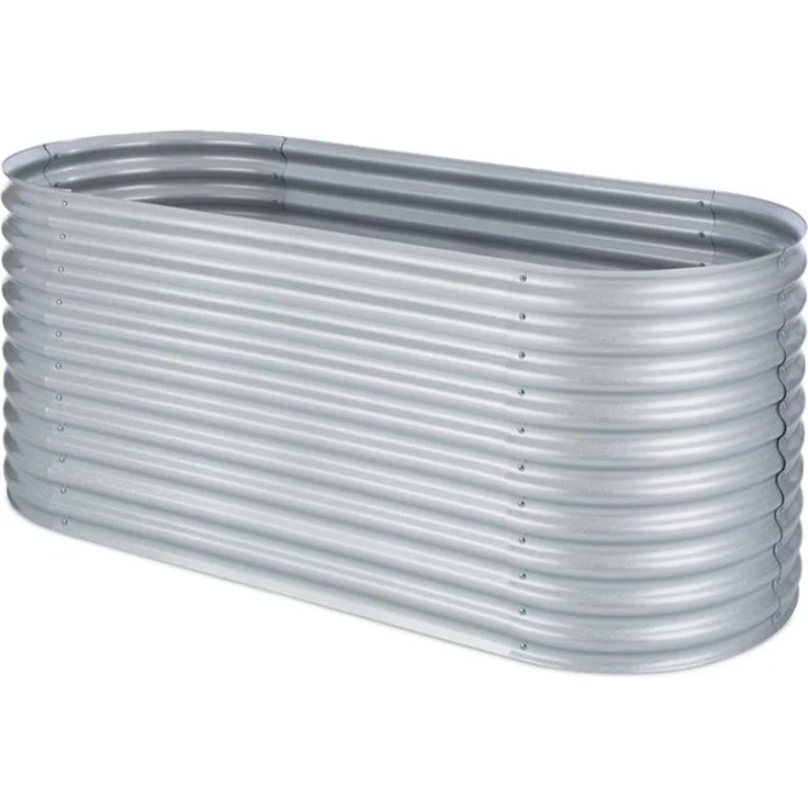High Grow Hochbeet Gartenbeet 2,0m Zink-Alu-Beschichtung silber Silber – Bild 1