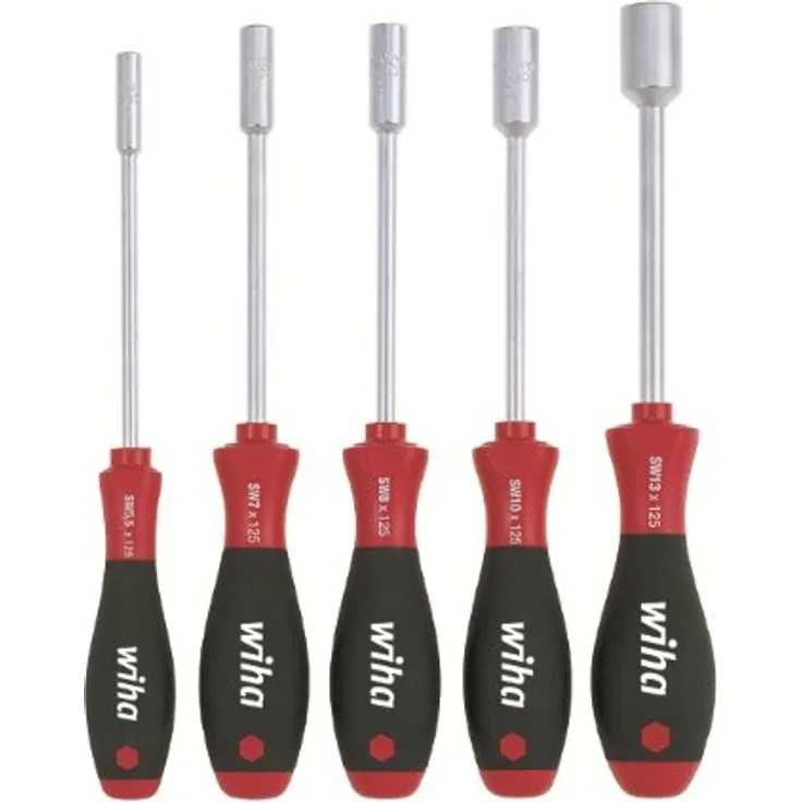 Wiha Schraubendreher Set SoftFinish Sechskant-Steckschlüssel 5-tlg. (01034) ergonomischer Griff für kraftvolles Drehen, Allrounder für Industrie und Handwerk