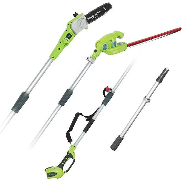 Greenworks Tools Akku-Hochentaster u. Teleskop Heckenschere 2in1 G40PSH (Li-Ion 40 V 51cm-20cm Schwertlänge 18 mm Schnittstärke 240 cm Teleskopstange ohne Akku und Ladegerät)