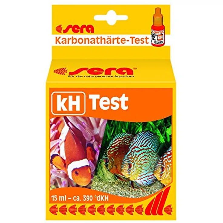sera 04210 Karbonathärte Test (KH), misst zuverlässig und genau die Karbonathärte, für Süß- & Meerwasser, im Aquarium oder Teich