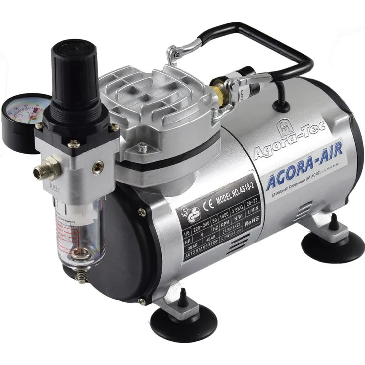 AGORA-TEC Airbrush Mini Druckluft Kompressor AT-AC-02 sehr leise - Agora-tec