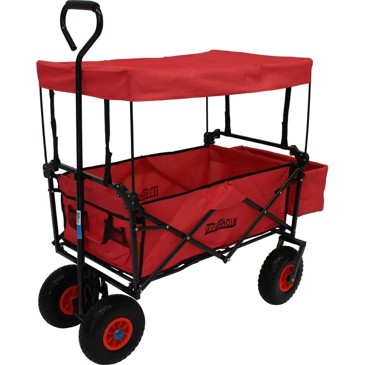 TrutzHolm® Bollerwagen faltbar mit Dach, PU-Rädern, Hecktasche und Teleskopgriff