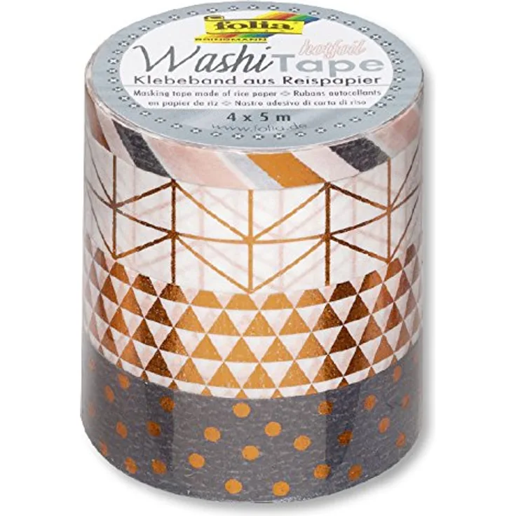 folia Deko-Klebeband Washi-Tape HOTFOIL KUPFER, 4er Set