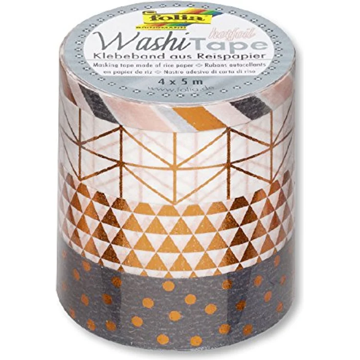 folia Deko-Klebeband Washi-Tape HOTFOIL KUPFER, 4er Set