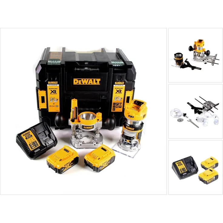 DeWalt DCW 604 P2 Akku Kombifräse 18V 55 mm + 2x Akku 5,0Ah + Ladegerät + TSTAK
