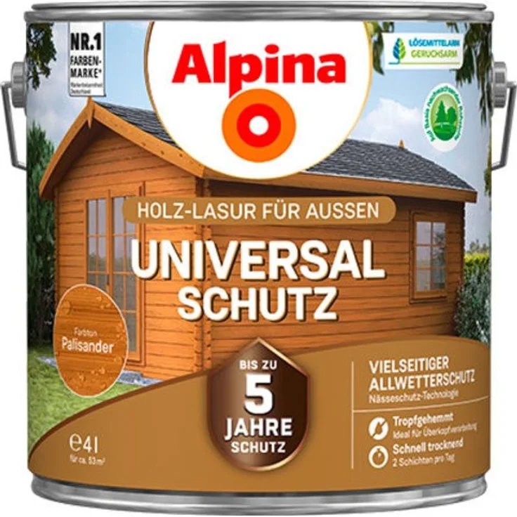 Alpina Universalschutz Holzlasur 4 l, palisander