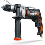 WORX WX318 Schlagbohrmaschine 810W mit robustem Metall-Getriebegehäuse, stufenloser Drehzahlregulierung, Tiefenanschlag, werkzeuglosem Bohrfutter uvm. Exaktes Bohren in Holz, Beton & Stahl