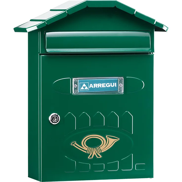 Arregui Briefkasten Villa für Außen (Stahl, 360 x 298 x 120 mm), grün, E5003
