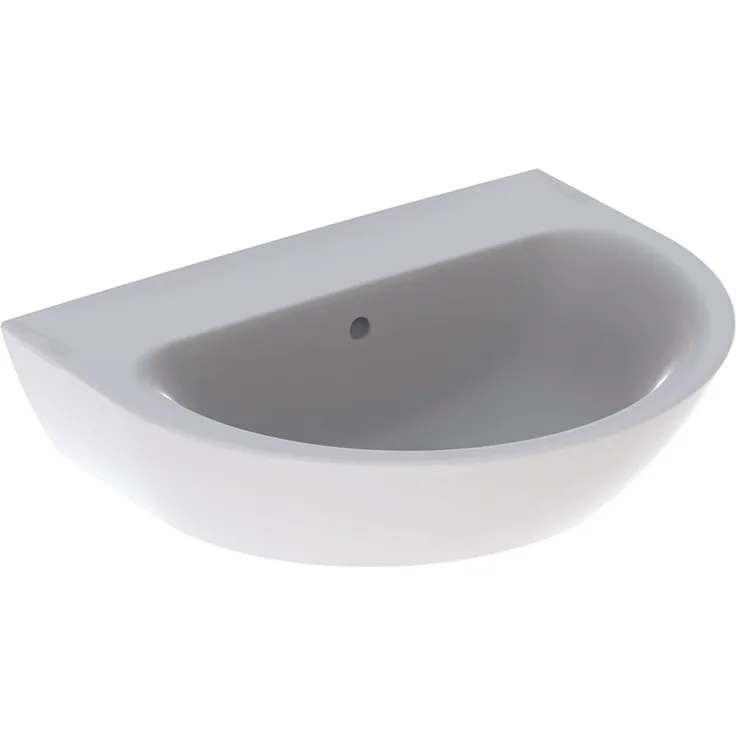 Geberit Renova Waschtisch, ohne Hahnloch, mit Überlauf, Breite: 60cm, Farbe: Weiß - 500.659.01.1