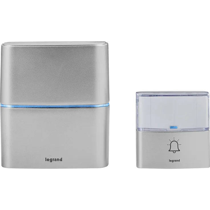 Legrand, Funkklingel-Set Premium batteriebetrieben mit MP3-Funktion, 1x wasserdichtem Klingeltaster (IP54), 1x Gong mit 30 Melodien, 100m Reichweite, 094271
