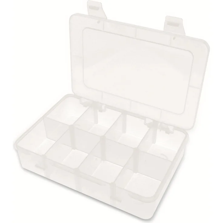 Sortimentsbox, 185x125x42, 8 Fächer, variabel, PP, transparent